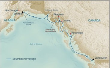 7 Night Voyage of the Glaciers Northbound Itinerary